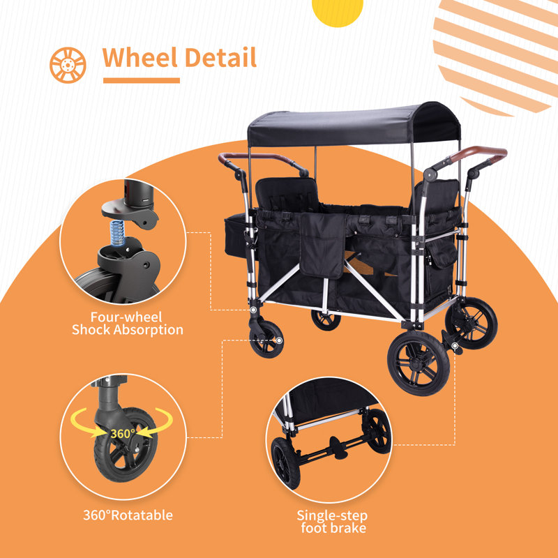 Linor Stroller Wagon for 4 Kids, Wagon Cart Featuring 4 High Seat with